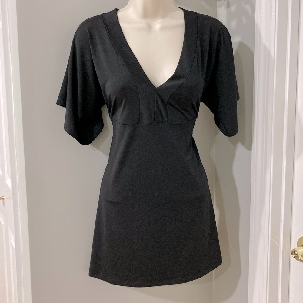Sexy Long Black V-neck Tunic